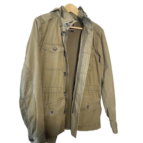 Vintage Gap Factory Men’s Khaki Olive Green Hooded Utility Grunge Boho Jacket, S - Picture 3 of 12